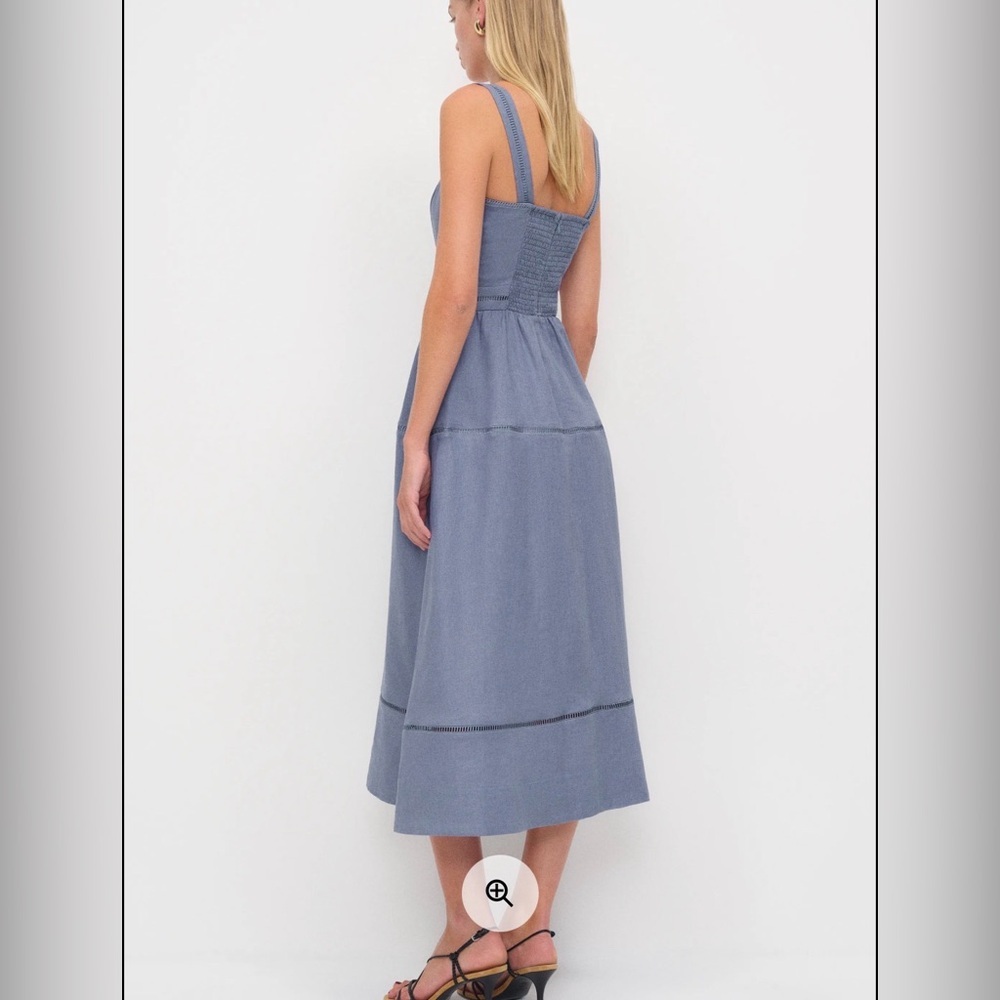 Reformation Everett Linen Dress Size 4 Cornflower NWT - Picture 3 of 6
